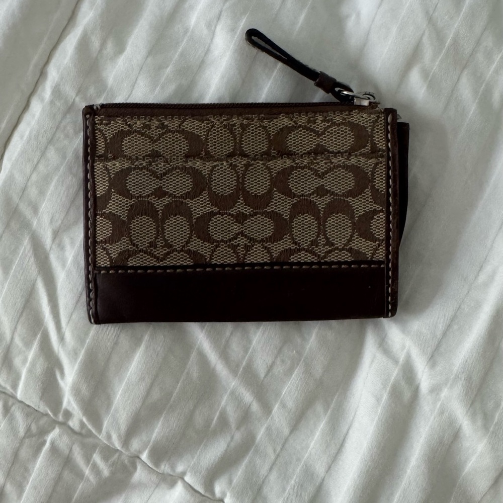 Coach Brown and Tan Card Holder